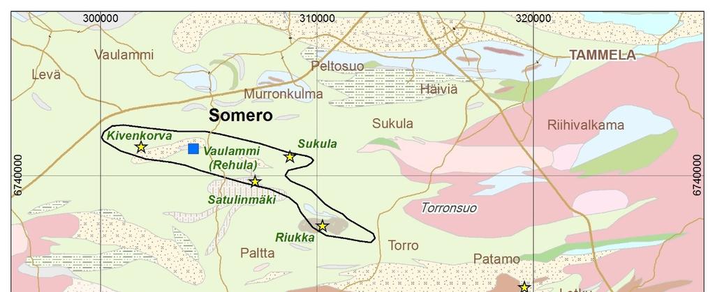 Havaintoja muuttumisesta Hämeen kallioperässä 33 Kuva 31. Somero Tammela vyöhyke, joka jatkuu kaakossa Letkun alueella gabroa leikkaavan hiertona.