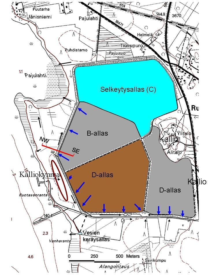 ARKISTORAPORTTI 59/215 7 pohjoisreunalla läjitysalue rajautuu turpeen tai hiesun (hienosiltin) ja/tai saven peittämään hienoainesmoreeniin.