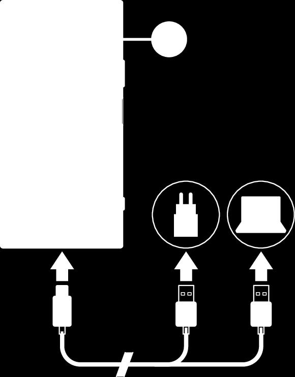 Akku ja huolto Laitteen lataaminen Käytä aina alkuperäistä Sony-laturia ja USB Type-C -kaapelia, joka on tarkoitettu käytettäväksi nimenomaan Xperia -mallisi kanssa.