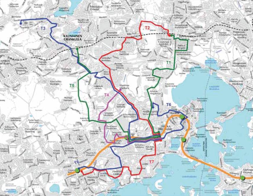 Tapiolan keskustan kehittämisen liikenteelliset tarkastelut 8.2.2012 10 (17) 3 Tapiola vuonna 2020 2030 3.1 Joukkoliikenne YTV on tehnyt Länsimetron liityntälinjastosuunnitelman 2008.