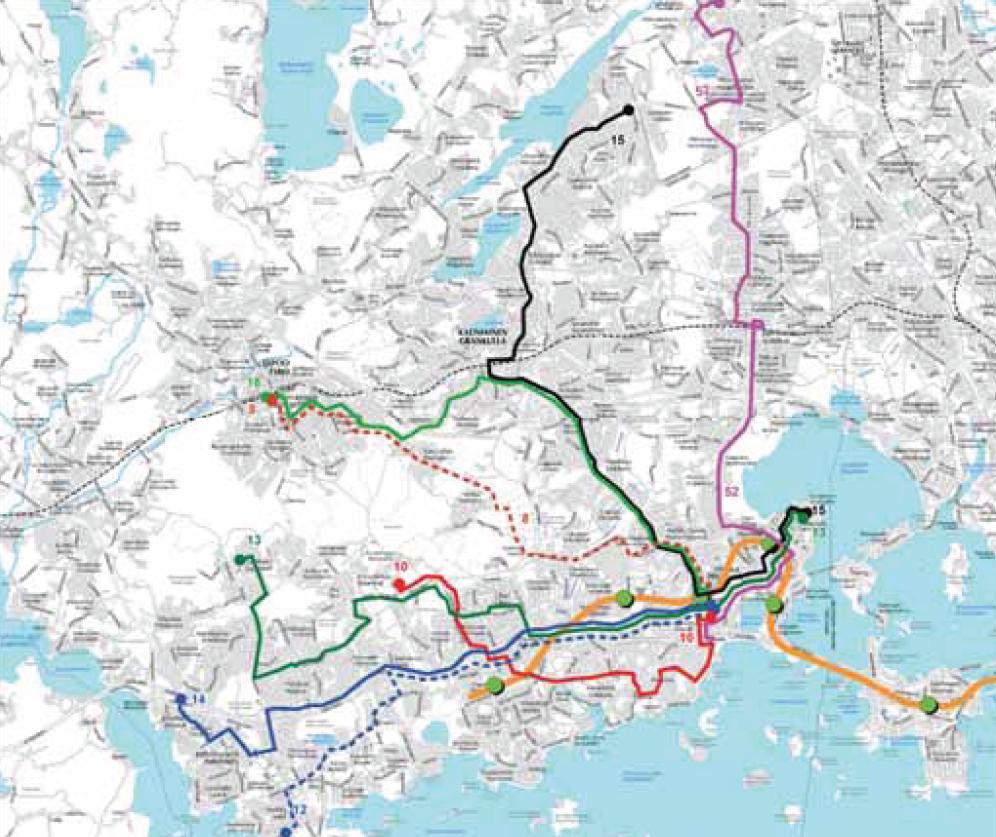 Linjoista T2 ja T3 ovat kuitenkin melko pitkiä ja ne palvelevat metron liityntäliikenteen lisäksi Espoon sisäisiä tarpeita sekä junaradan liityntätarpeita.
