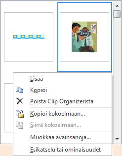 Pudotusvalikko kuvan käsittelyyn Komennot kuvan ominaisuuksien käsittelyyn Kuva 134 Kuvan käsittely pudotusvalikon avulla Vie osoitin kuvan kohdalle, esiin ilmestyy pudotusvalikko.