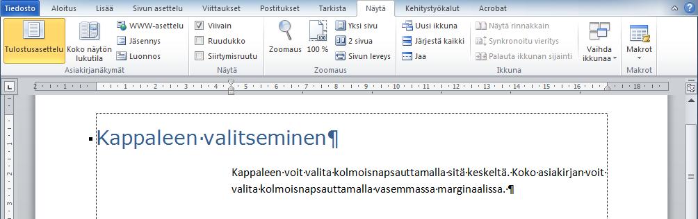 Kappaleen muotoilu Sisennysten asettaminen Asiakirjan helppolukuisuutta lisätäksesi sisennä tekstikappaleita hierarkkisesti.