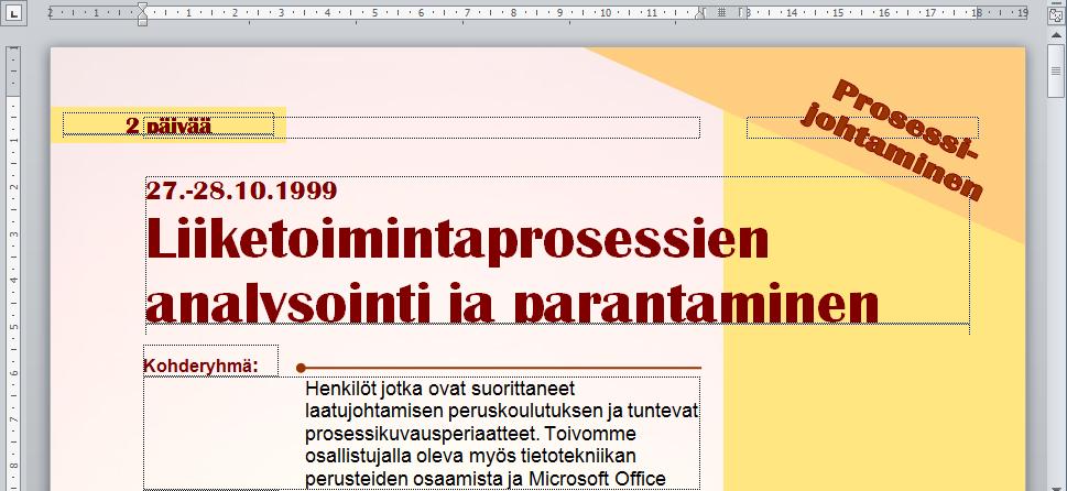 Muut sarkaimet Seuraavan kuvan taulukossa on käytetty sarkainasetuksia seuraavasti. Kuva 96 Viivaimelle asetut sarkainasetukset Taulukon sisennys on tehty riippuvalla sisennyksellä.