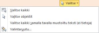 Kuva 110 Siirry ( Go To) - välilehti Valitse valintaikkunassa aluksi Siirry mihin (Go to what) -luettelosta objektityyppi. Seuraavaan hakuobjektiin pääset Seuraava (Next) -painikkeella.