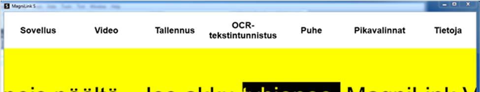 8.4.2.1 Valikkotoiminnot Valikot sisältävät sovelluksen asetukset Sovellus Tässä valikossa ovat sovelluksen yleiset asetukset.