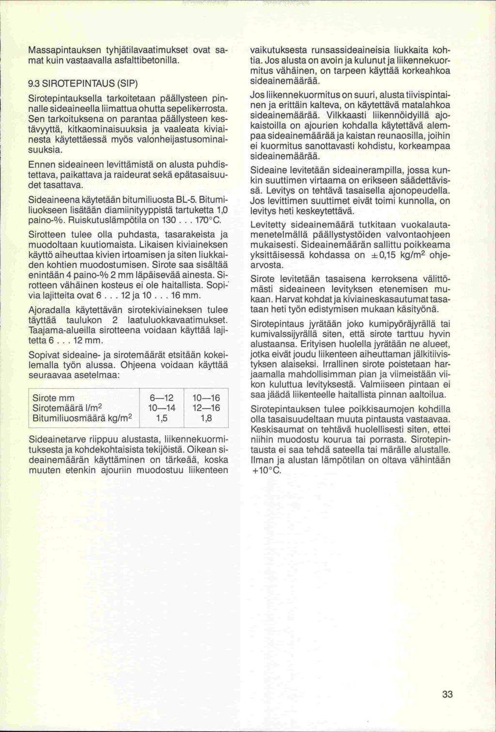 M assapi ntau ksen tyhjäti lavaati m u kset ovat samat kuin vastaavalla asfalttibetonilla. 9.