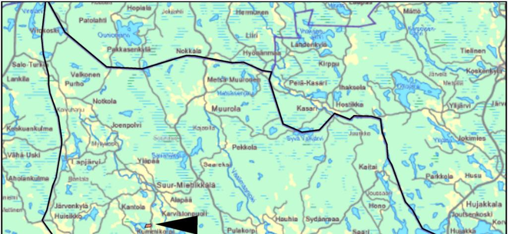1.4 Kaava-alueen sijainti Alue sijaitsee Miehikkälän keskustasta noin 9 km