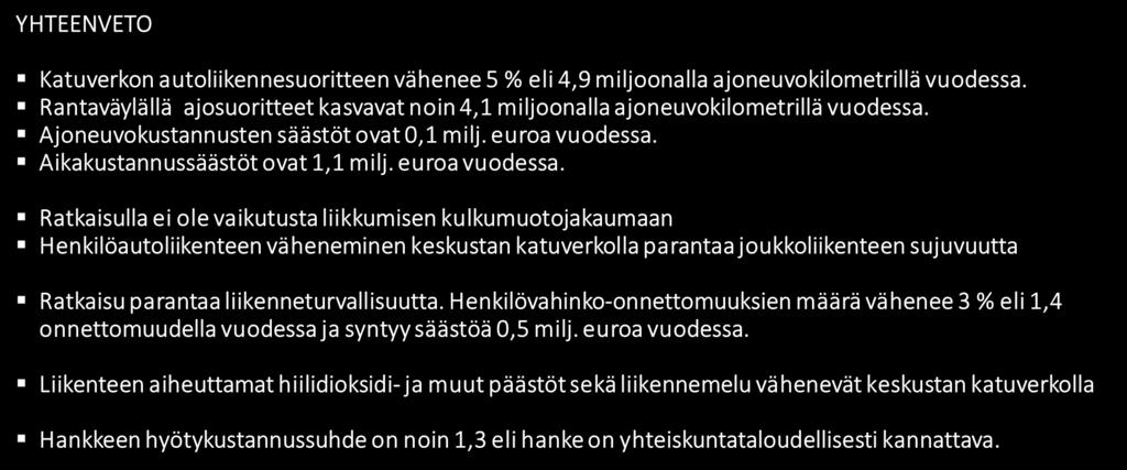 Liikennetaloudelliset vaikutukset ja