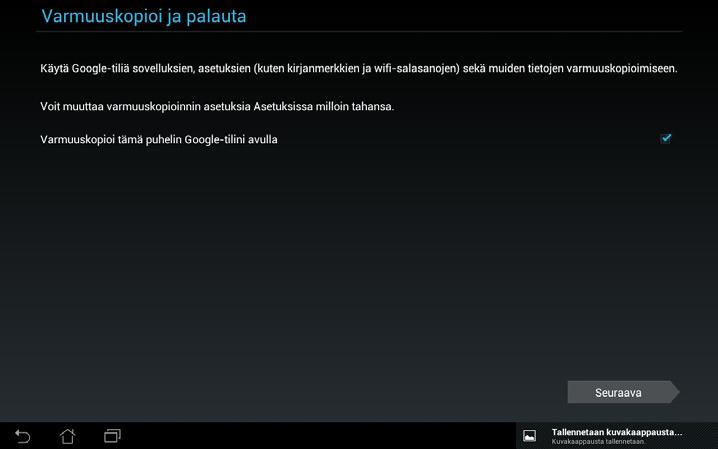 Gmail Gmail (Google mail) -sovelluksella voit käyttää Gmail-tiliäsi, vastaanottaa ja lähettää sähköposteja. Gmail-tilin asettaminen 1. Napsauta Gmail-kohtaa Sovellukset -valikossa.