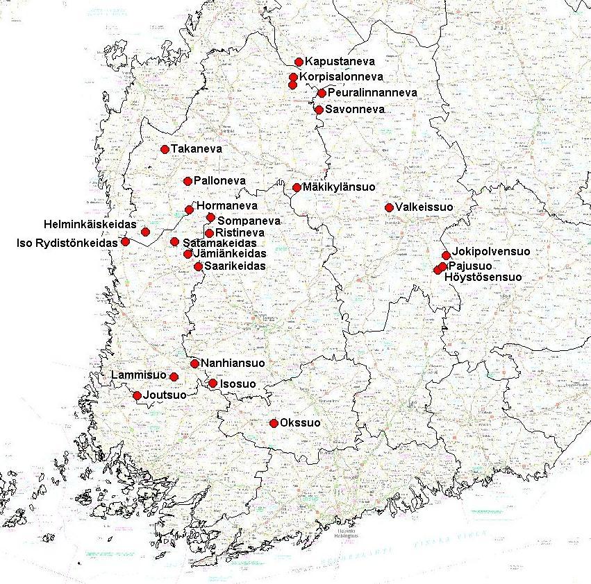 19 Kuva 6 Vapo Oy Energia läntisen alueen ominaiskuormitussoiden sijoittuminen v. 2011. Kartta Vapo Oy 5.