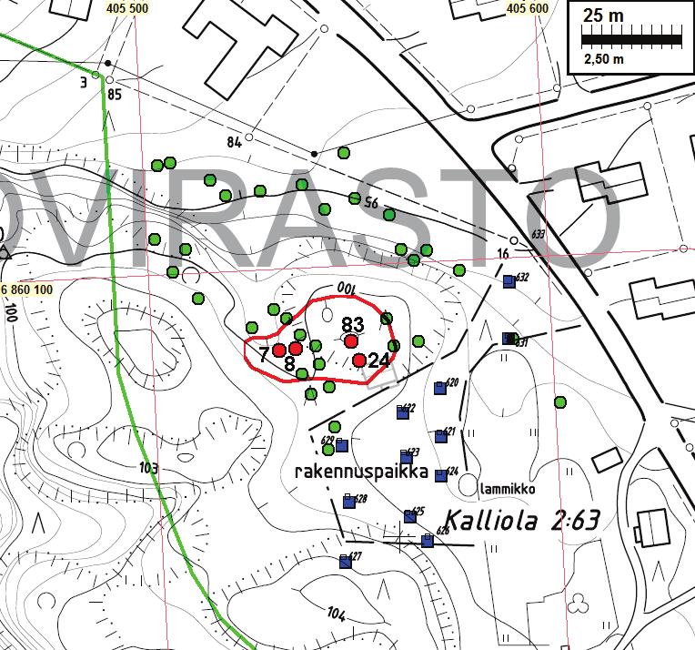10 Kartta 5, alue B, havainnot Kartta 5. Hiidenmäen pohjoisosa. Karttapohja S.