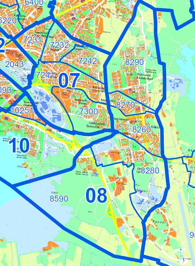 Ristinummen suur- ja pienalue kartalla Ristinummen pienalue 3 700 asukasta 700 vieraskielistä (20 % väestöosuus) 400 työtöntä