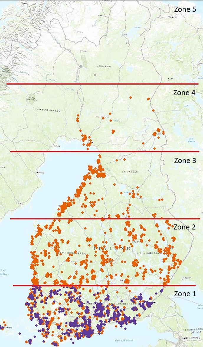 Käytetty datasetti: Lintuharrastajien kirjaamat havainnot harmaa- ja kirjohanhista (Anser ja Branta) vuoden 2011 aikana,