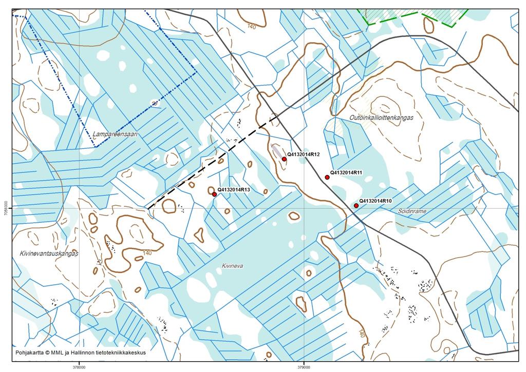 GEOLOGIAN TUTKIMUSKESKUS 6 Kuv a 5. Syvä kaira reiki en sijai nti Figure 5. Location of the diamon d drill hole s. 2.