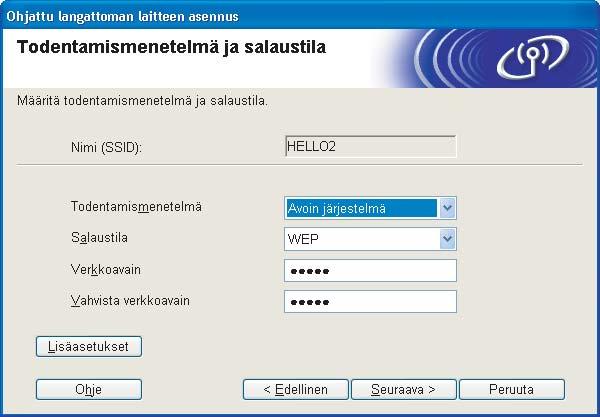 Vaihe 2 Kirjoitinohjaimen asennus 13 Jos verkossa käytetään todentamista ja salausta, näyttöön tulee seuraava ilmoitus.