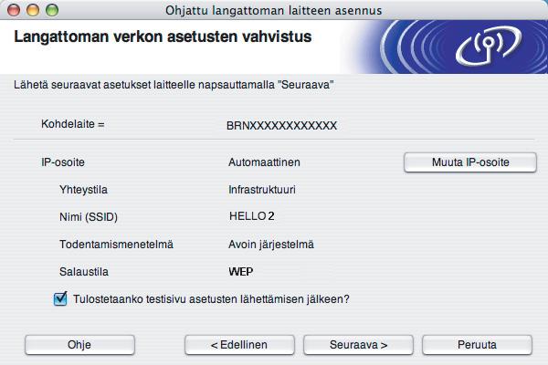 Valitse alasvetovalikoista Todentamismenetelmä ja Salaustila. Anna sitten Verkkoavain ja Vahvista verkkoavain. Osoita sitten sitten Seuraava.