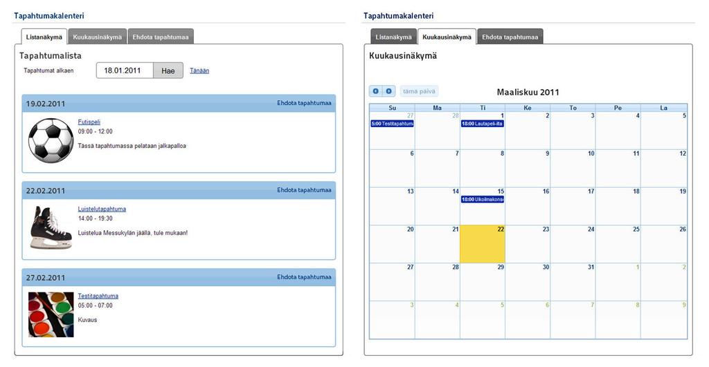 Event calendar with location support Overview Purpose of the project was to design and implement shared event calendaring system for the web sites maintained by Helka ry.