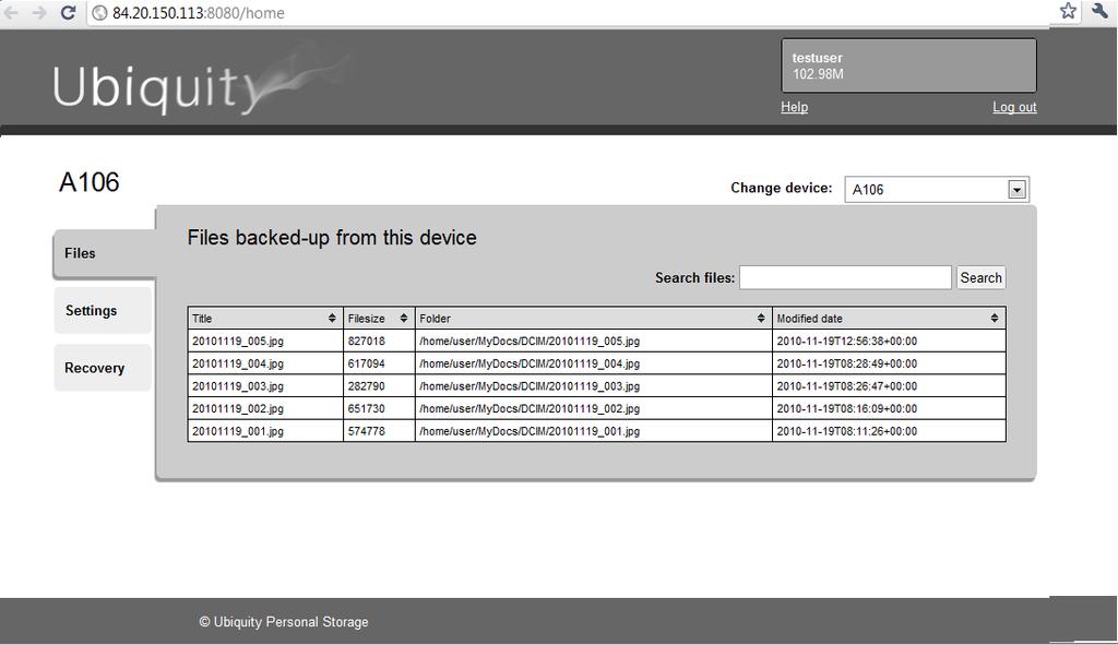 Fig 1: Screen shot of UI part Organization and Management 2.