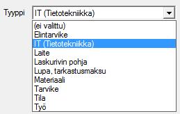 NIMIKKEET TYYPIT, KATEGORIAT, RYHMÄT Nimikkeille voidaan määritellä vapaasti tyyppejä. Kentät ovat kaikille yhteiset, mutta näistä täytetään vain tarpeelliset.