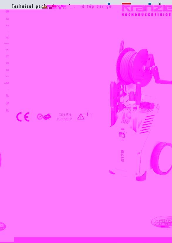 K ä y t t ö o h j e K o r k e a p a i n e p e s u r i Kränzle 2160 TS Kränzle 2160 TS T Kränzle 2195 TS