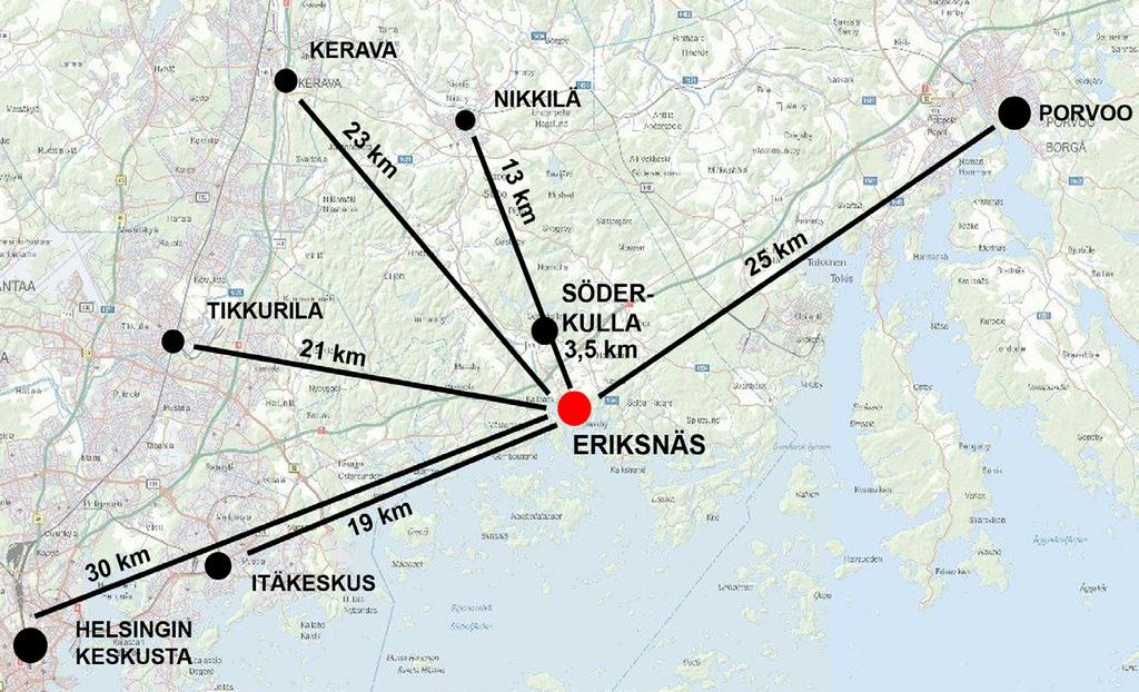 Eriksnäs on osa Sibbesborgin aluetta. Osana Eriksnäsin osayleiskaavatyötä tullaan tarkastelemaan myös Hangelbyn alueen maankäyttöä alueen maanomistajan jättämän kaavoitusaloitteen mukaisesti.