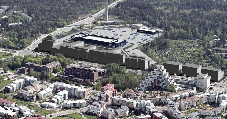 Toimintakertomus 2006 Årsberättelse 2006 15 Arkkitehtityöhuone Artto Palo Rossi Tikka Oy Ruskeasuon varikkoalue tulee muuttumaan. / Depåområdet i Brunakärr kommer att förändras.