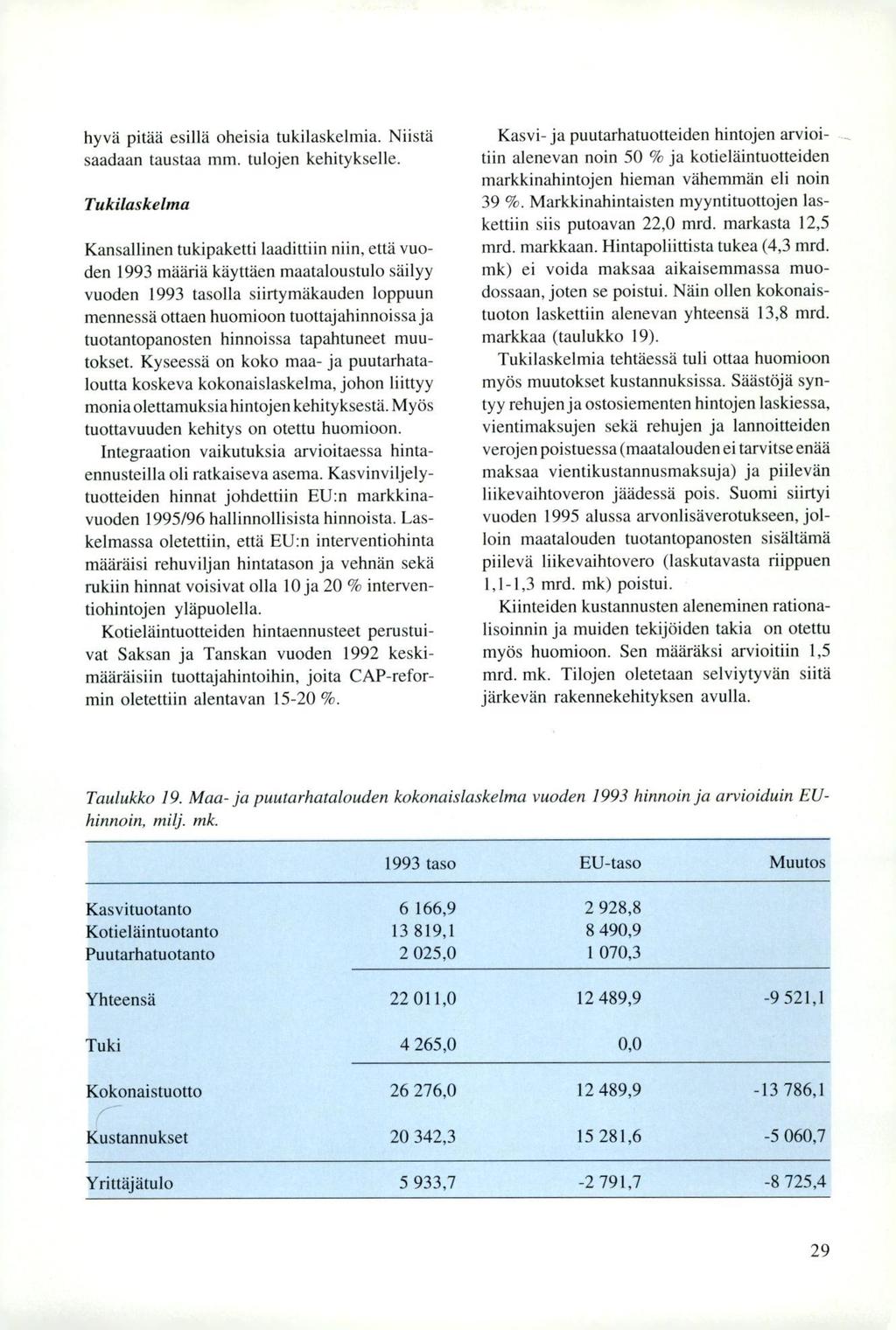 hyvä pitää esillä oheisia tukilaskelmia. Niistä saadaan taustaa mm. tulojen kehitykselle.