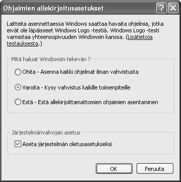 Tulostinajuria ei voida asentaa (Windows 2000/XP/Server 2003) Ellei tulostinajuria voida asentaa Windows 2000/XP/Server 2003 -käyttöjärjestelmille, tarkasta tietokoneesi asetukset seuraamalla alla