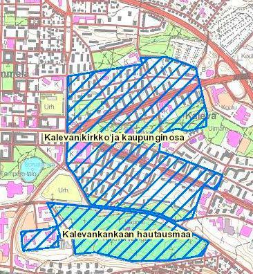 Kalevan kirkko ja kaupunginosa RKY - alue Kalevan kirkko ja kaupunginosa-alue sisältyy Museoviraston laatimaan inventointiin Valtakunnallisesti merkittävät rakennetut kulttuuriympäristöt (RKY 2009).