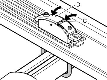 A8903222 7 Käännä lukituskahva (D) vaaka-asentoon. Tämä vaatii n. 50 N voiman, ja kahvassa pitää tuntua selkeä kiristysvaikutus.