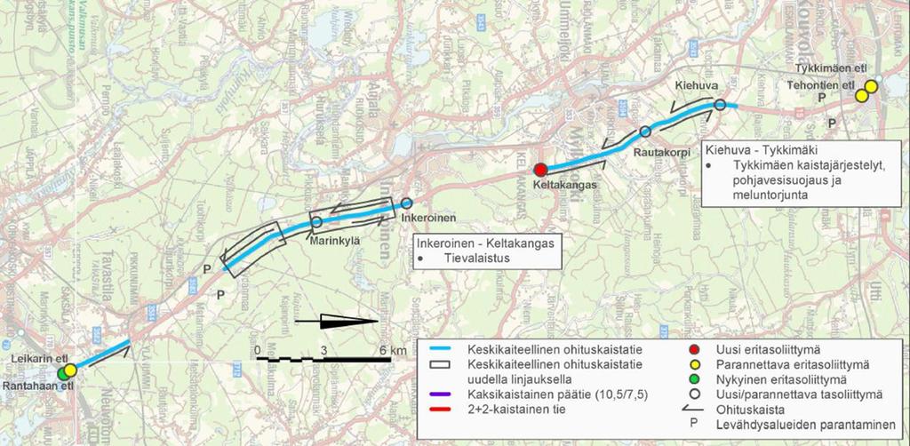 Ensimmäisen toteutusvaiheen hanke tiesuunnitelman suunnittelualue Tiesuunnitelma laaditaan vain ensimmäisen toteuttamisvaiheen hankkeesta (noin 2/3 osaa koko