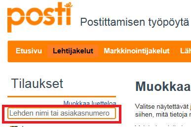 Tai saattaa olla tilanne, jossa Tilaukset-valikossa näkyy vielä lehti tai yritys joka ei enään ole aktiivinen.