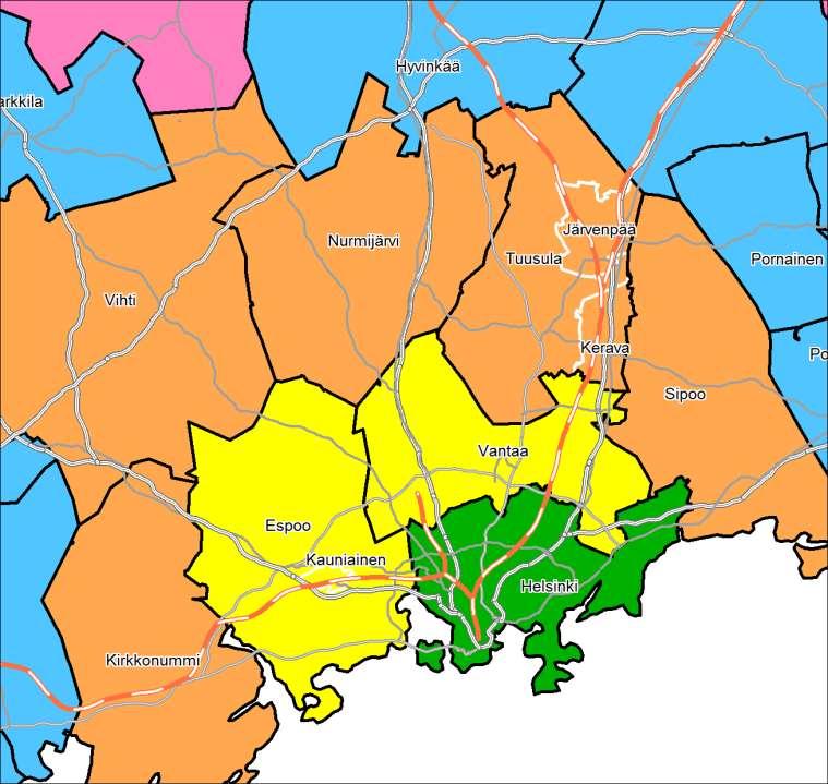 30 päivän lippu, Hinnat Kehitetty v. 2010 nykymalli Keskusta Keskusta 43 45 6 % Itäkeskus 43 45 6 % Leppävaara 89 82-7 % Espoonlahti 89 82-7 % Myyrmäki 89 82-7 % Tikkurila 89 82-7 % Kerava 124.