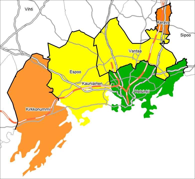 30 päivän lippu, Hinnat v. 2010 Keskusta Keskusta 43 Itäkeskus 43 Leppävaara 89 Espoonlahti 89 Myyrmäki 89 Tikkurila 89 Kerava 124.5 Kirkkonummi 124.