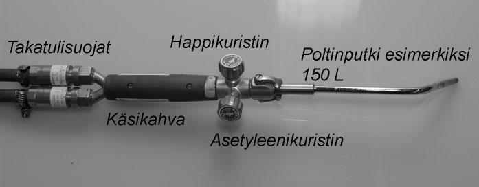 Säädä hapen työpaine paineenalennusventtiilillä polttimen hitsausarvotaulukon