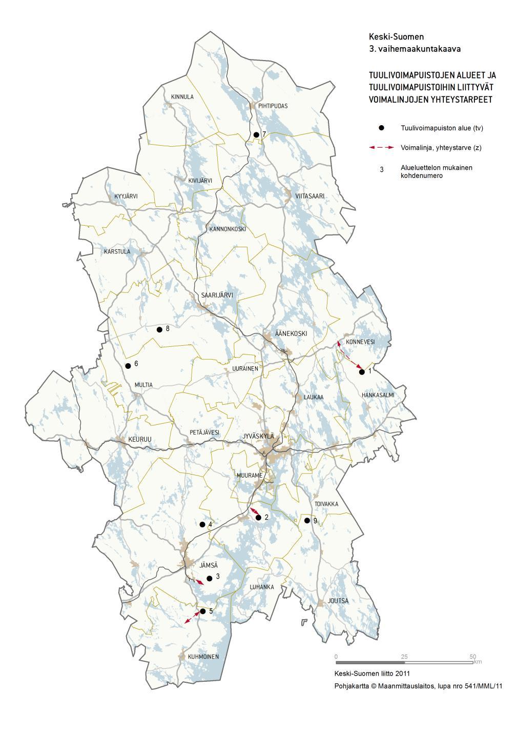 Nro Nimi Kunta Pinta-ala, km2 1 Häähninmäki Hankasalmi/Konnevesi 5,4 2 Kärkistensalmi Jyväskylä 7,3 3 Jämsänniemi Jämsä 26,0 4 Vekkula Jämsä