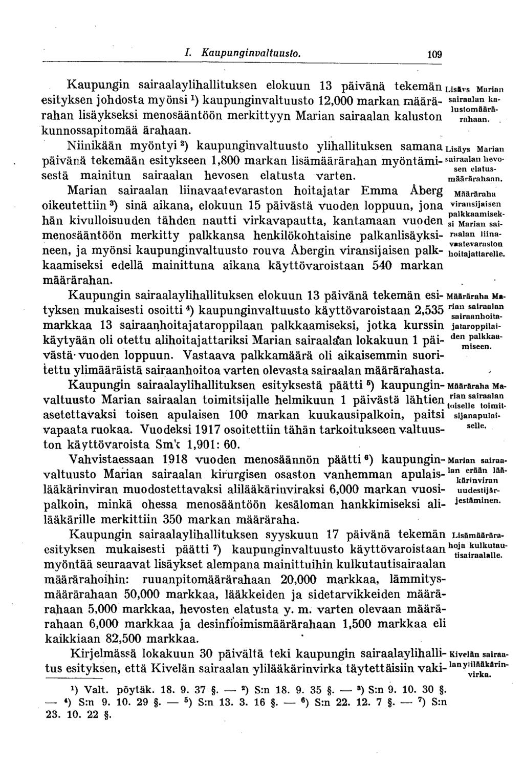 # I. Kaupunginvaltuusto.