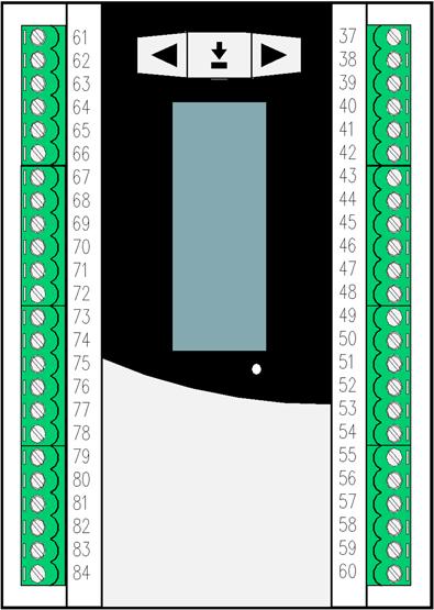 OU3 > PF 1/1 nopeus < R5 :10 28: OU4 > 29: TxD0 <> Peltien ohjaus < R6 :12 30: RxD0 <> R6 / R7 COM > C67 :13 LTO pumpun ohjaus < R7 :14 Jäähdytys < R8 :16 R8 / R9 COM > C89 :17 Sulatus < R9 :19 19: G