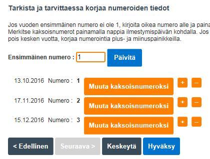 Ilmoita jakelupäivät klikkaamalla kalenterista halutut päivämäärät.