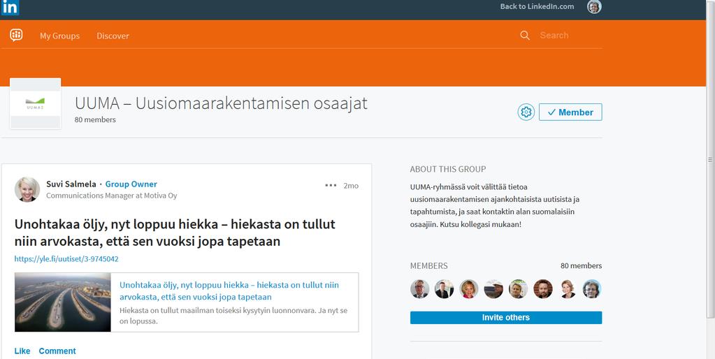 LinkedIn-ryhmä keskusteluun