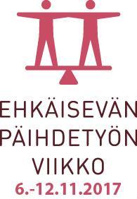 Ehkäisevän päihdetyön viikko Valtakunnallista Ehkäisevän päihdetyön viikkoa vietetään tänä vuonna 18. kertaa, perinteisesti marraskuussa viikolla 45 (6. 12.11.2017).