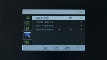 4. Oyster TV -laitteen käyttö Toimintojen lukitseminen (Lock) Voit rajoittaa televisiovastaanottimen yksittäisten toimintojen käyttöä.