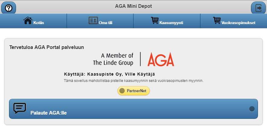 Kaasumyynti = Kaasutilauksen luonti Vuokrasopimukset = Vuokrasopimuksen luonti ja voimassaolevien vuokrasopimusten tarkastelu.