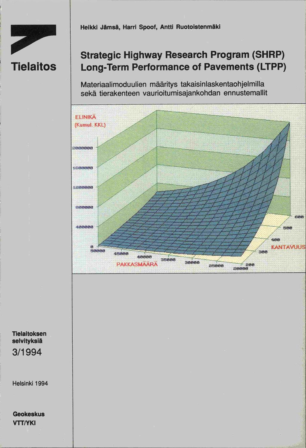 Heikki Jämsä, Harri Spoof, Antti Ruotoistenmäki Tielaitos Strategic Highway Research Program (SHRP) Long-Term Performance of Pavements (LTPP) Materiaalimoduulien määritys takaisinlaskentaohjelmilla