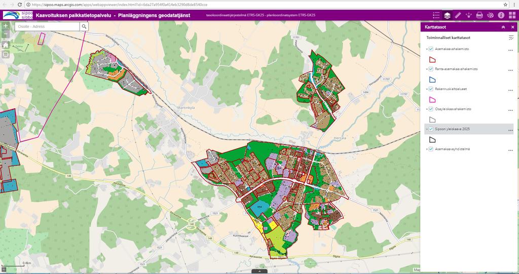 Planläggningens geodatatjänst är en karttjänst på internet.