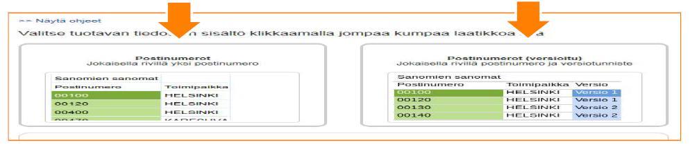 Seuraavaksi sinun tulee kertoa tuotavan tiedoston sisältö. Onko kyseessä samanlainen lähetys jokaiselle postinumerolle, vain sisältääkö tiedosto versioituja lähetyksiä (esim.