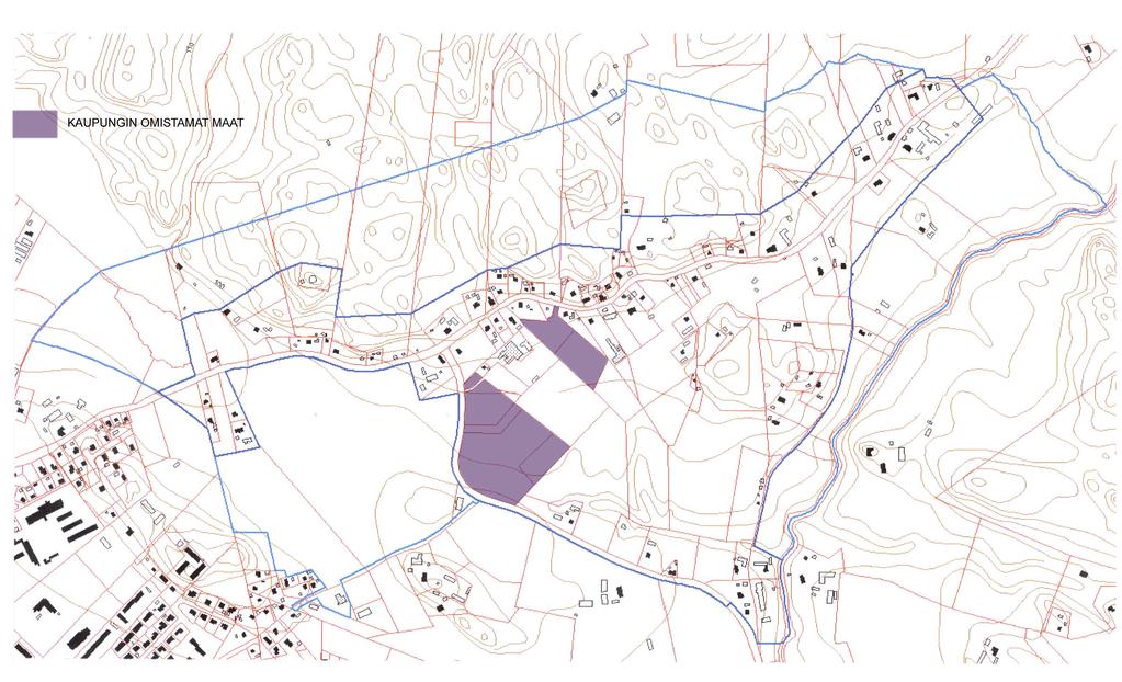 Kuvassa sinisellä esitetty Someron kaupungin omistamat maa-alueet. Vaikutusalue: Kaavoitettava alue on Kultelan kylää ja siihen liittyvää maisema-aluetta.
