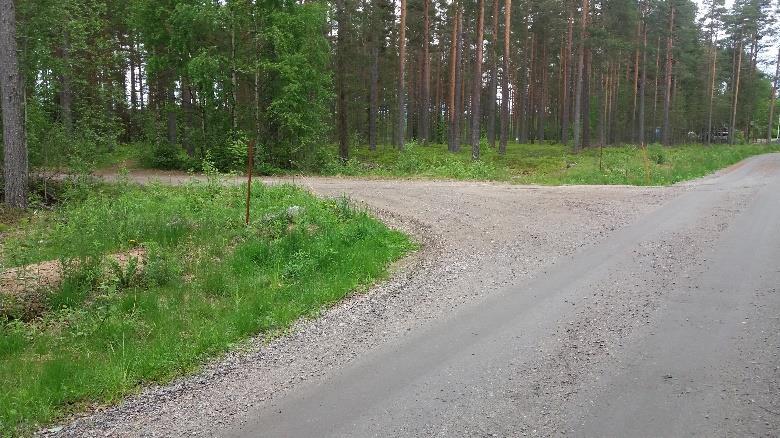 Tie jatkuu oikeaa haaraa radan suuntaisena 250m, vieressä kulkee
