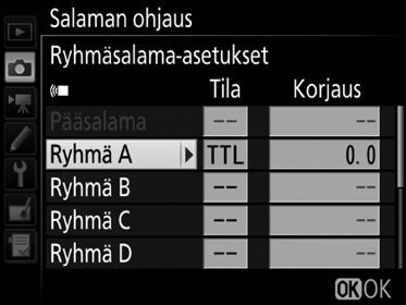 Paina käännettävää monivalitsinta 4 korostaaksesi zoomauspään asennon, käytä käännettävää monivalitsinta valitaksesi zoomauspään asennon, ja sitten paina OK -painiketta (0B-6).